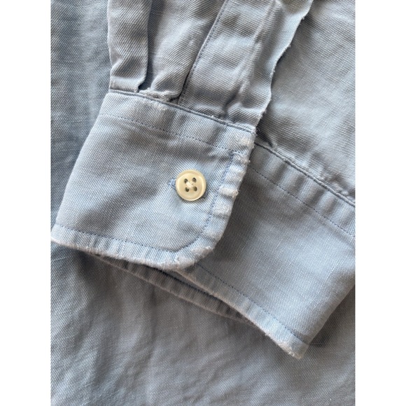Ralph‎ Lauren Shirt Mens XL Blue Long Sleeve Button Down Linen Silk Classic Fit - Picture 6 of 10